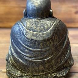 Stone Garden Gold Chubby Happy Smiling Praying Buddha Statue Ornament - thumbnail 3