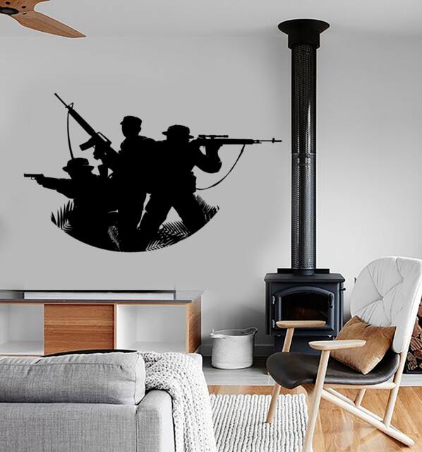 Wall Vinyl Soldier Military War Army Cool Decal Mural Art 1620Dz - image 1