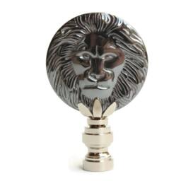 Hematite Lion Lamp Finials With Shiny Chrome Hardware - A Single Finial Or Matching Pair - thumbnail 3