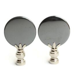 Hematite Lion Lamp Finials With Shiny Chrome Hardware - A Single Finial Or Matching Pair - thumbnail 4
