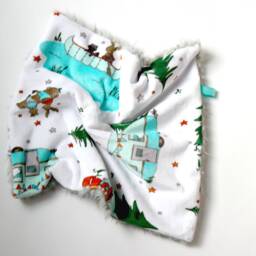 Dream Lovie. Security Blanket. Personalized Lovey. Faux Fur Woodland Camping. Mini Baby Minky Shower Gift - thumbnail 2