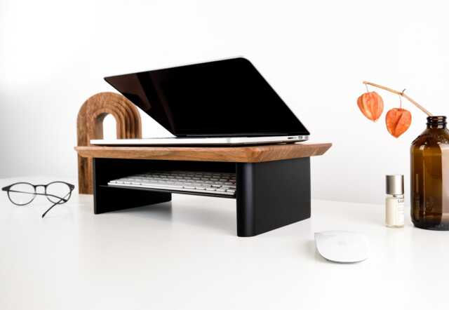 Wooden Monitor Riser, Personalized Desktop Stand, Desk Organizer For Laptop, Computer Riser Home Office, Walnut Desk Shelf - image 1