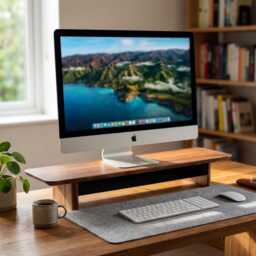 Wooden Monitor Riser, Personalized Desktop Stand, Desk Organizer For Laptop, Computer Riser Home Office, Walnut Desk Shelf - thumbnail 2