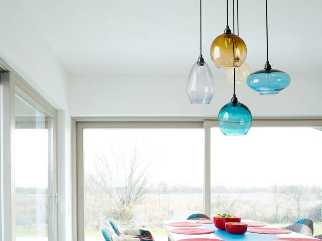 Blown Glass Chandelier Multi Light Pendant, Colored - image 1