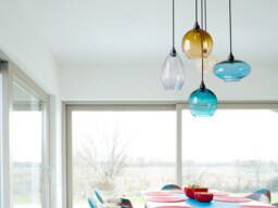 Blown Glass Chandelier Multi Light Pendant, Colored - thumbnail 1