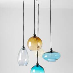 Blown Glass Chandelier Multi Light Pendant, Colored - thumbnail 3