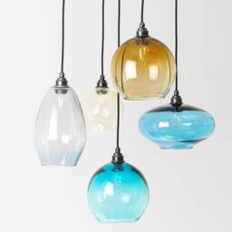 Blown Glass Chandelier Multi Light Pendant, Colored - thumbnail 2