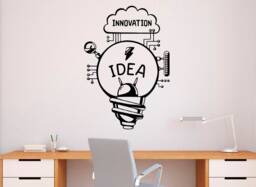 Creative Idea Wall Decal Bulb Shape Vinyl Sticker Home Interior Inspiration Art Decor - 136Nr - thumbnail 1