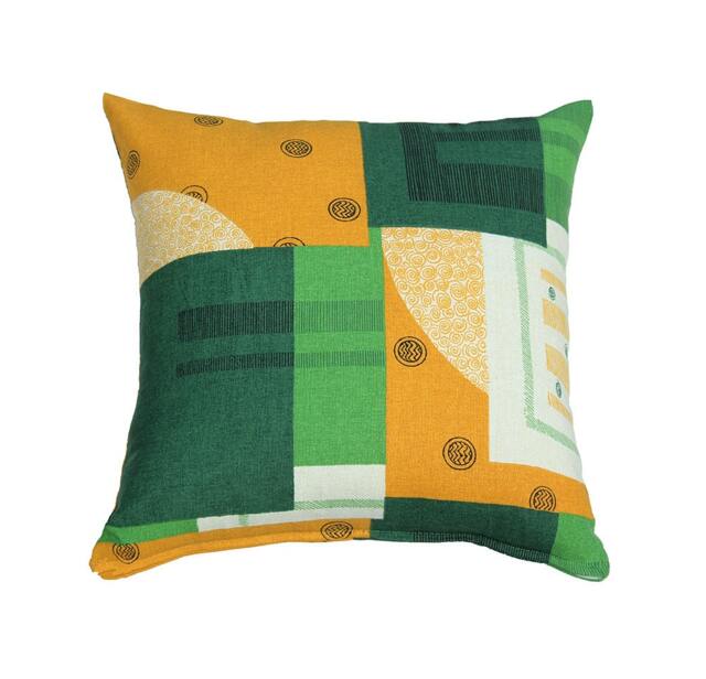 Geometric Shapes Pillow Cover - Green, Yellow & White - image 1