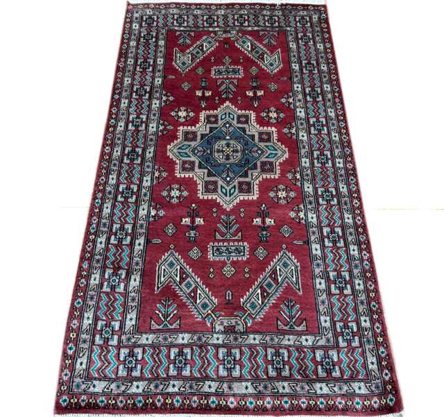 3x6 Pink Color Bokhara Rug - 0.90x1.85 Bedroom Luxury Area Turkish Fine Quality Afghan - image 1