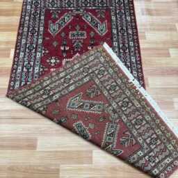 3x6 Pink Color Bokhara Rug - 0.90x1.85 Bedroom Luxury Area Turkish Fine Quality Afghan - thumbnail 4