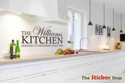 Personalised Kitchen Wall Sticker - Family Serving Memories Since Contemporary Vinyl Decal - thumbnail 1