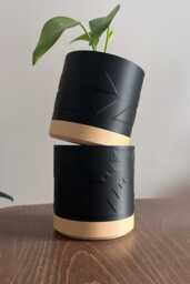 Aztec Two-Toned Plant Pot 3D Printed Planter With Drip Tray - thumbnail 1