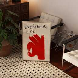 Retro Office Wall Art Poster, Art, Hand Drawn Doodle Everything Is Ok Print, Cool Living Room Aesthetic Prints - thumbnail 3