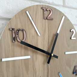 Wall Clock Wood Clock Large Wall Gift Decor Unique Oak Clocks Mirror - thumbnail 2