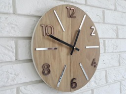 Wall Clock Wood Clock Large Wall Gift Decor Unique Oak Clocks Mirror