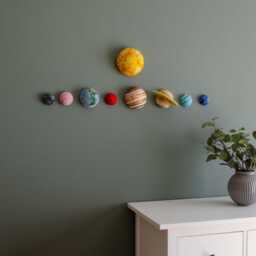 3D Felt Solar System Planets Set - Wall & Ceiling Decor For Nursery, Kids Room, Classroom - thumbnail 3