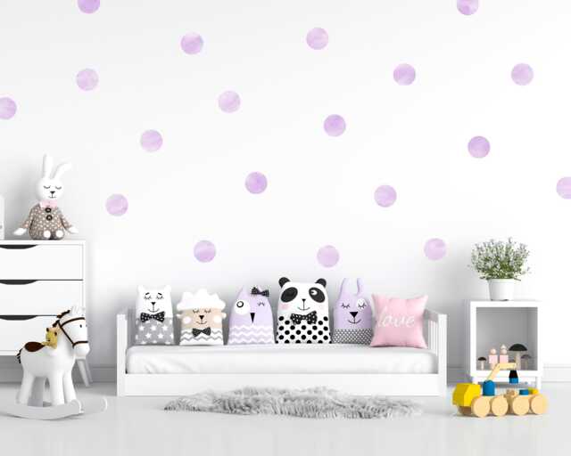 Lilac Watercolor Polka Dot Wall Decals Nursery Confetti Stickers - image 1