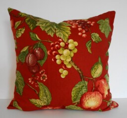 Red Decorativethrow Pillow Cover, Vineyard Fabric, 20x20, Cushion - thumbnail 1