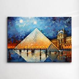 Louvre Museum Paris France Starry Night Painting Van Gogh Wall Art, Framed Canvas Poster Print, Home Kitchen Office Room Decor, Gifts - thumbnail 3