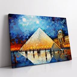 Louvre Museum Paris France Starry Night Painting Van Gogh Wall Art, Framed Canvas Poster Print, Home Kitchen Office Room Decor, Gifts - thumbnail 2