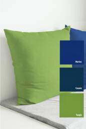 Maharam Pillow Cover Modern Textured Polyester, Blue & Lime - thumbnail 1