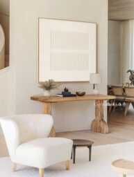 Beige Textured Plaster Painting, Minimal Scandinavian Wall Art For Bedroom - thumbnail 1