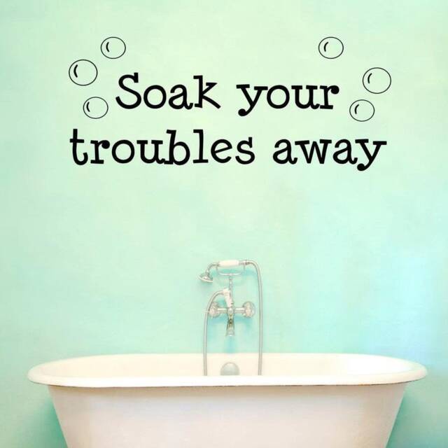 "Vwaq Soak Your Troubles Away Bathroom Vinyl Wall Decal Quotes Home Decor - 10""H X 22" - image 1