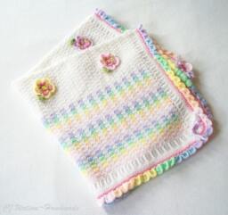 PDF Pattern Crochet Baby Blanket Girl Afghan Rainbow Garden With Pretty Flowers - thumbnail 2