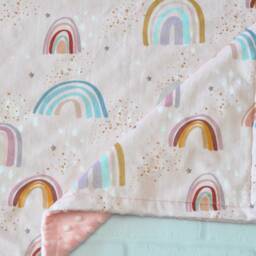 Personalized Baby Blanket-Rainbow Minky Blanket-Personalized Rainbow Baby Minky Blanket-Rose Gold Pink Girl Blanket - thumbnail 2