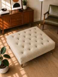 Handmade Deep Buttoned Chesterfield Coffee Table Custom Size - Upholstered in 100% British Cotswold Linen - thumbnail 1