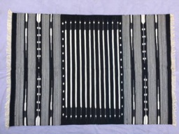 4x6 Black & White Cotton Rug Dhurrie - Stripes - thumbnail 1