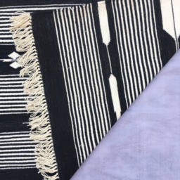 4x6 Black & White Cotton Rug Dhurrie - Stripes - thumbnail 3