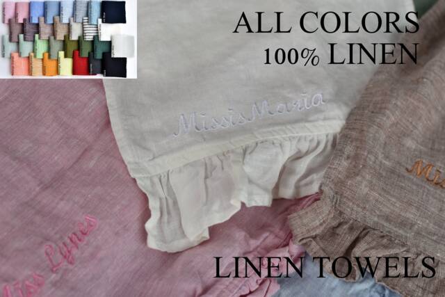 Personalized Linen Towel Tea Towel Kitchen Towels Linen Hand Flax Bath With Embroidery - image 1