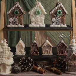 Gingerbread House Candle Set - Handmade Soy Wax Christmas Village Collection - thumbnail 2
