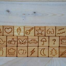 2 in 1 Wood English Alphabet Blocks Pictures Engraved Abc Block Learning Toy Letter Back To School Baby Shower Christmas Gift - thumbnail 3