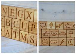 2 in 1 Wood English Alphabet Blocks Pictures Engraved Abc Block Learning Toy Letter Back To School Baby Shower Christmas Gift - thumbnail 1