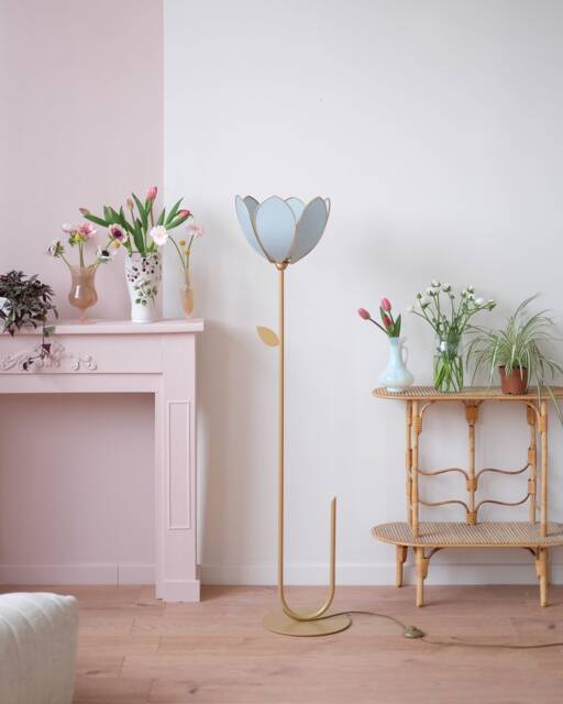 Simple Flower Floor Lamp & Lampshade - Sage - image 1