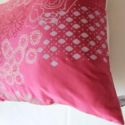 Red Silk & Cream Hemp Floral Cushion Cover - thumbnail 2