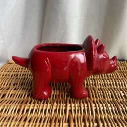 Red Dinosaur Planter Succulent Plant Pot Triceratops - thumbnail 3
