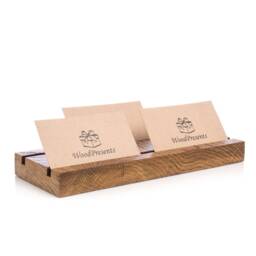 Personalized Oak Business Card Holder Wooden Desk Organizer, Store Display - thumbnail 2