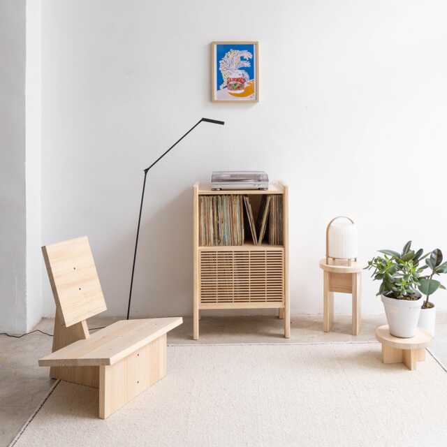 Small Turntable Stand, Vinyl Record Storage, Solid Wood Cabinet - Baster - image 1