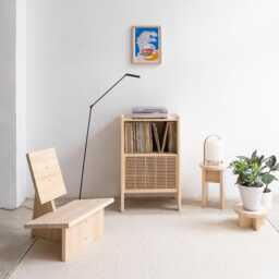Small Turntable Stand, Vinyl Record Storage, Solid Wood Cabinet - Baster