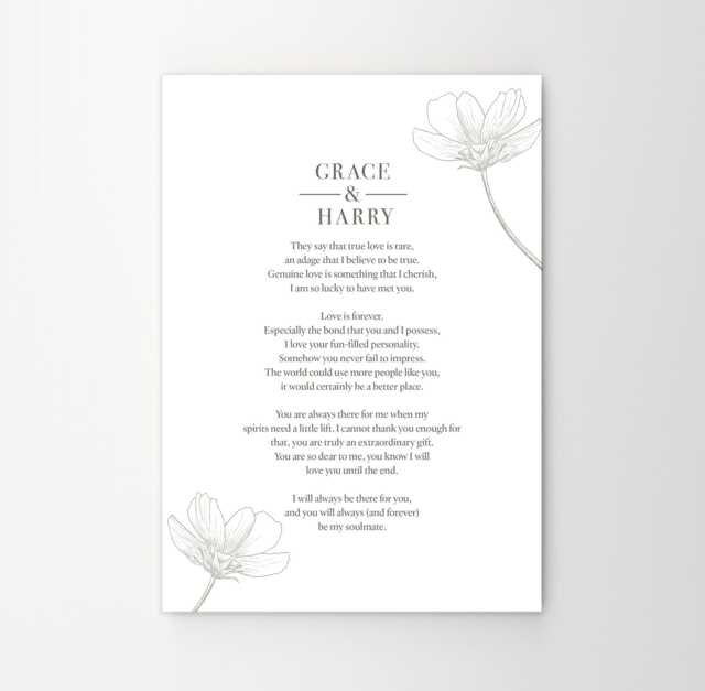 Custom Made Use Your Own Words Floral Personalised Poem Print Anniversary Gift Framing Wall Decor Handmade Wedding Remembrance Dove - image 1