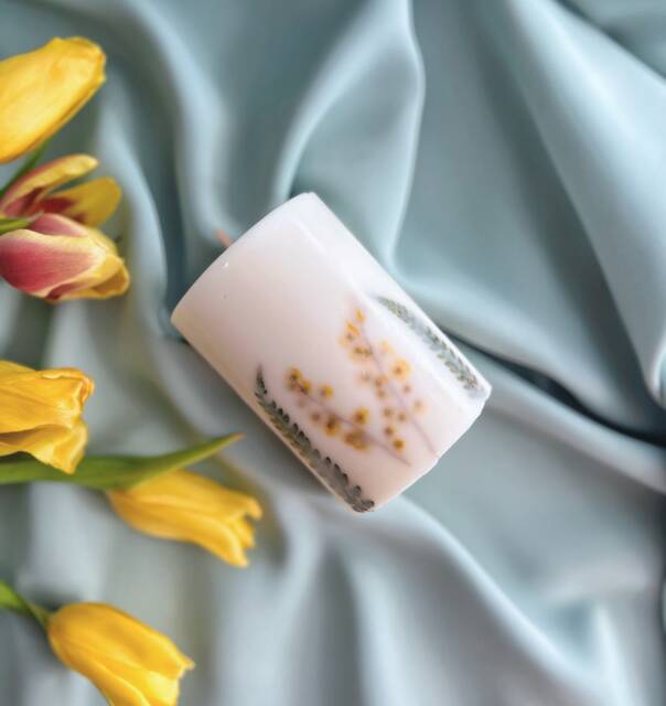 Large Scented Pillar Candle, Candle Gift For Her, Botanical Candle, Long Lasting Canlde, Floral Candle, Thank You Gift, Birtday Her, Vegan - image 1