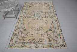 Vintage Rug, Oushak Green Cool Turkish Rugs For Dining Room, 4.6x8.3 Ft Area Rugs, Turkey Floor Handmade Nursery Rug - thumbnail 1