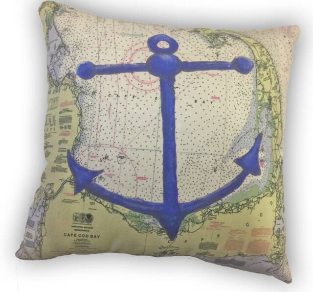 Cape Cod Pillow With Anchor Makes Unique Massachusetts Gift 18 X 18 - image 1