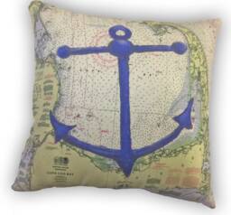 Cape Cod Pillow With Anchor Makes Unique Massachusetts Gift 18 X 18 - thumbnail 1