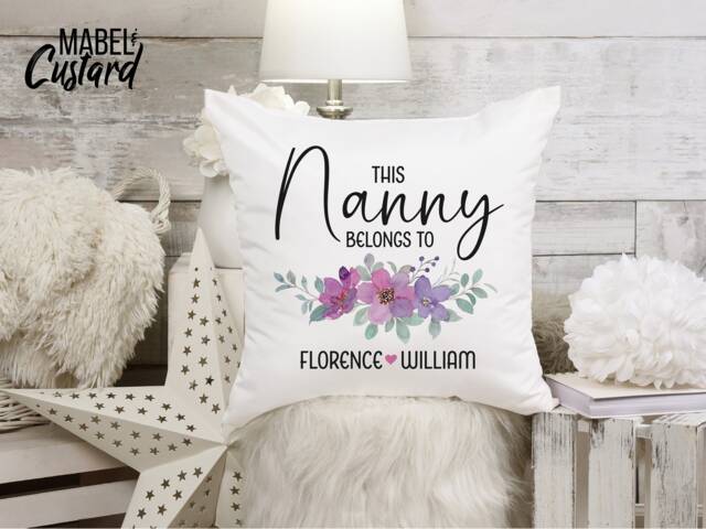 Floral Nanny Cushion, Mother's Day Gift For Nan, Gift, For Grandma Nana Noona - image 1