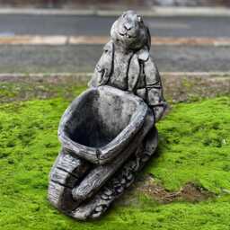 Concrete Rabbit Statue Outdoor Flower Pot Ornament Stone Bunny Figurine Handcrafted Animal Sculpture Cement Planter Decor Garden Gift - thumbnail 3